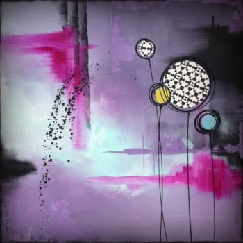 Painting titled "popflowers" by Delphine Molines, Original Artwork, Acrylic