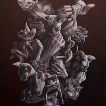 Malarstwo zatytułowany „Belongings” autorstwa Delphyne Veyrat D'Urbet, Oryginalna praca, Olej Zamontowany na Drewniana rama…