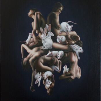 Картина под названием "The Nightmare" - Delphyne Veyrat D'Urbet, Подлинное произведение искусства, Масло Установлен на Дерев…