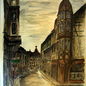 Pittura intitolato "Rue principale de L…" da Jamy Delpias, Opera d'arte originale