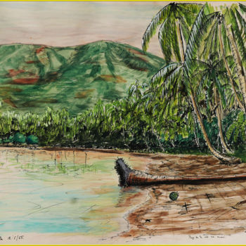 Painting titled "Plage de Ouassé Côt…" by Jamy Delpias, Original Artwork