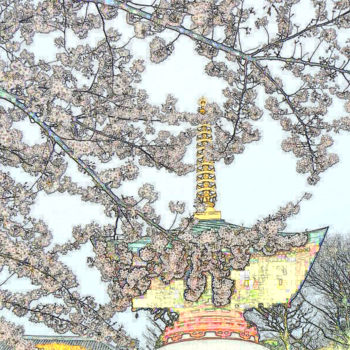 Arts numériques intitulée "Temple Senso Ji Asa…" par Jamy Delpias, Œuvre d'art originale
