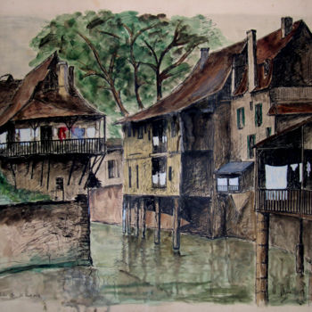 Malarstwo zatytułowany „Salies de Béarn” autorstwa Jamy Delpias, Oryginalna praca