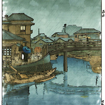 Arte digitale intitolato "Hasui Kawase - plui…" da Jamy Delpias, Opera d'arte originale, Pittura digitale