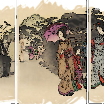 Digitale Kunst mit dem Titel "Nobukazu - En visit…" von Jamy Delpias, Original-Kunstwerk, Digitale Malerei