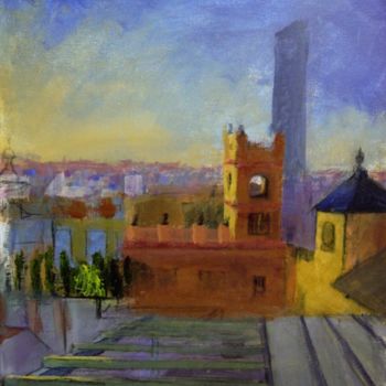Pintura titulada "Atardecer Torre Sev…" por The_feelings_ Of, Obra de arte original, Acrílico