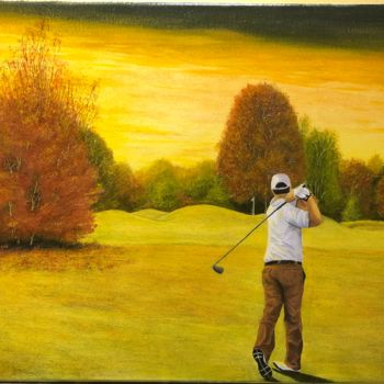 Peinture intitulée "Golfeur" par Manuel Monteiro, Œuvre d'art originale, Huile Monté sur Châssis en bois