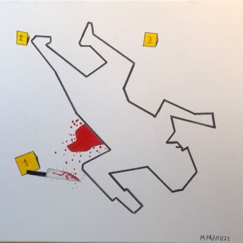 Peinture intitulée "Homicide" par Manuel Monteiro, Œuvre d'art originale, Huile Monté sur Châssis en bois