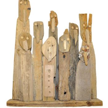 Sculpture titled "Frères de la côte" by Bruno Deman, Original Artwork, Wood