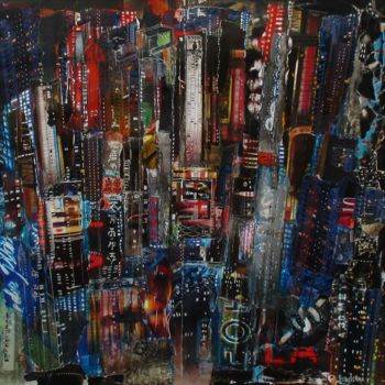 Collages titled "R-460  De nuit" by Patrick Demelenne, Original Artwork, Ink