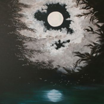 Painting titled "CLAIR DE LUNE" by Magda, Original Artwork