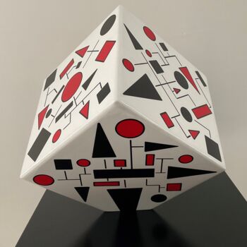 Sculpture titled "Color cube white 20…" by Rémy Demestre, Original Artwork, Wood
