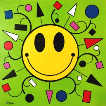 Painting titled "The smile" by Rémy Demestre, Original Artwork, Acrylic Mounted on Wood Stretcher frame