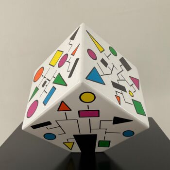 Escultura intitulada "Color cube Pop white" por Rémy Demestre, Obras de arte originais, Acrílico
