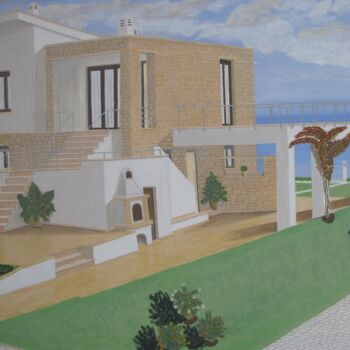 Ζωγραφική με τίτλο "Σπιτι" από Δημητρης Σταυροπουλος, Αυθεντικά έργα τέχνης, Λάδι