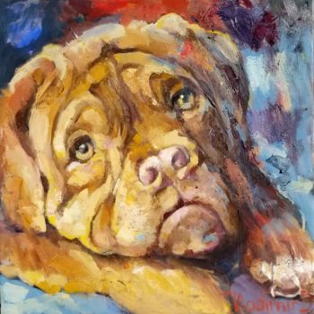 Painting titled "puppy" by Vladimir Demidovich, Original Artwork, Oil