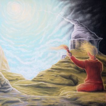 Рисунок под названием "Разговор со светом" - Artur Demiurov, Подлинное произведение искусства, Пастель Установлен на Деревян…