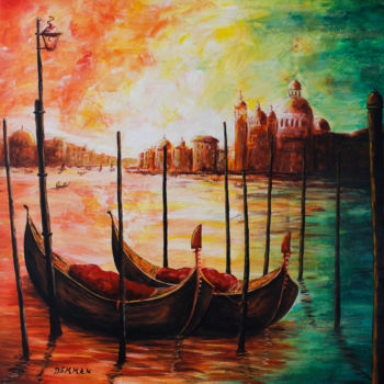Pintura intitulada "SUNSET IN VENICE" por Demman, Obras de arte originais, Acrílico