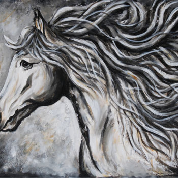 "WHITE HORSE" başlıklı Tablo Demman tarafından, Orijinal sanat, Akrilik