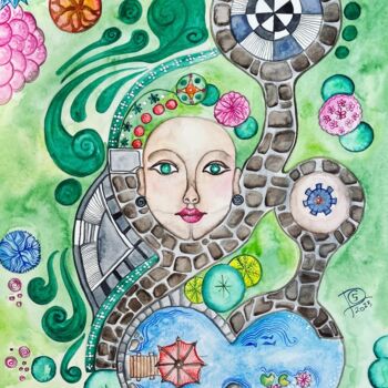 Peinture intitulée "Rêve d’un jardin" par Sonia Demongivert, Œuvre d'art originale, Aquarelle