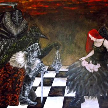 Painting titled "Adoración" by Yolanda Molina Brañas (demonio), Original Artwork, Oil