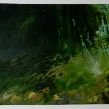 Peinture intitulée "Vert d'eau/Deep gre…" par Catherine Demorand, Œuvre d'art originale, Huile