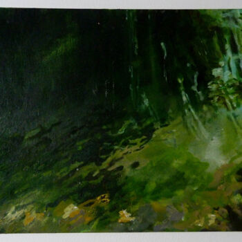 Painting titled "Vert d'eau/Deep gre…" by Catherine Demorand, Original Artwork, Oil