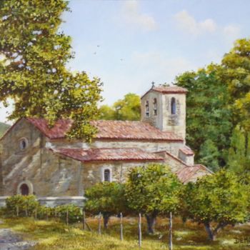 Pintura intitulada "L église de Vaugines" por Philippe Demory, Obras de arte originais