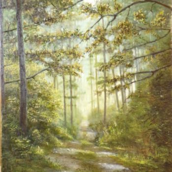 Painting titled "Sur le chemin" by Philippe Demory, Original Artwork, Oil
