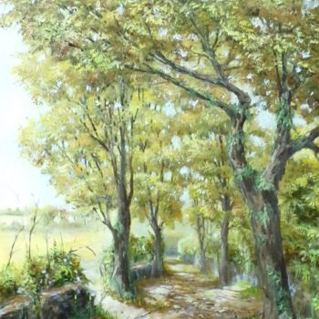 Peinture intitulée "" Chemin de la Ferr…" par Philippe Demory, Œuvre d'art originale, Huile