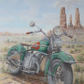 Painting titled "" Harley Davidson X…" by Philippe Demory, Original Artwork, Oil Mounted on Wood Stretcher frame