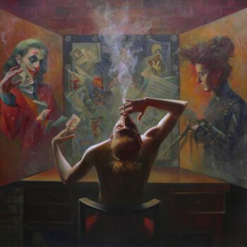 Peinture intitulée "Smoke break" par Den December, Œuvre d'art originale, Huile