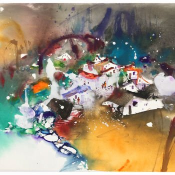 Peinture intitulée "《逸境系列20》" par Chun Lei Deng, Œuvre d'art originale, Aquarelle