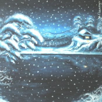 Картина под названием "Snowfall" - Dengiz Zolte, Подлинное произведение искусства, Акрил