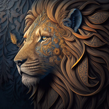 Arts numériques intitulée ""The king of beasts…" par Denis Agati, Œuvre d'art originale, Image générée par l'IA