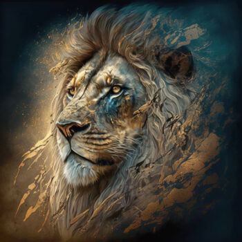 ""The King of Beasts…" başlıklı Dijital Sanat Denis Agati tarafından, Orijinal sanat, AI tarafından oluşturulan görüntü