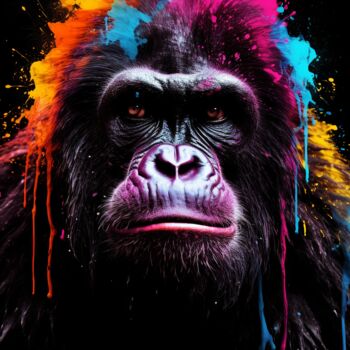Digital Arts titled "A Prismatic Gorilla…" by Denis Agati, Original Artwork, Digital Photography