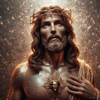 Цифровое искусство под названием "Jesus Christ with c…" - Denis Agati, Подлинное произведение искусства, Изображение, сгенер…
