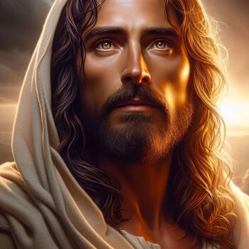 Digital Arts titled "Jesus Christ with c…" by Denis Agati, Original Artwork, AI generated image