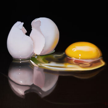 Картина под названием "Egg" - Denis Barinov, Подлинное произведение искусства, Масло Установлен на Деревянная рама для носил…
