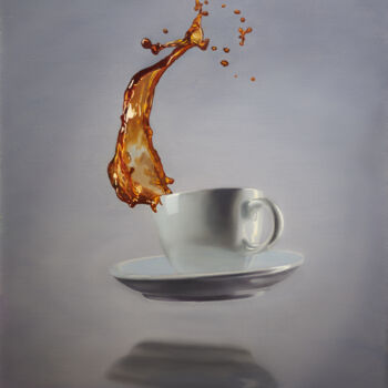 Pintura intitulada "Coffee" por Denis Barinov, Obras de arte originais, Óleo Montado em Armação em madeira