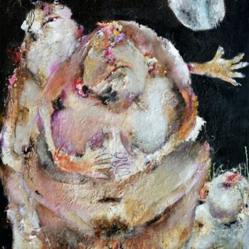 Peinture intitulée "Luit la lune la nui…" par Denis Blondel, Œuvre d'art originale, Encre