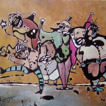 Peinture intitulée "la troupe" par Denis Chassagne, Œuvre d'art originale