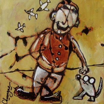 Pintura titulada "la guerre c'est pou…" por Denis Chassagne, Obra de arte original