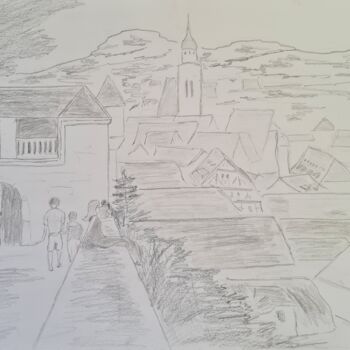 Drawing titled "Auf dem Schloss Hoh…" by Denis Dolheimer, Original Artwork, Pencil