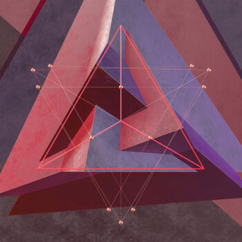 Digital Arts titled "Tetrahedron - Fire" by Denis Kirichkov (GeoModule), Original Artwork, Digital Painting