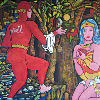 Ζωγραφική με τίτλο "Adam VS Eve    #2ny…" από Denis Michel (2nyss), Αυθεντικά έργα τέχνης