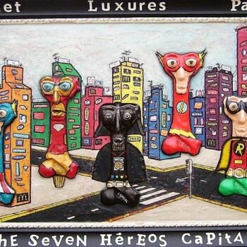Sculpture titled "The Seven HEREOS Ca…" by Denis Michel (2nyss), Original Artwork, Acrylic
