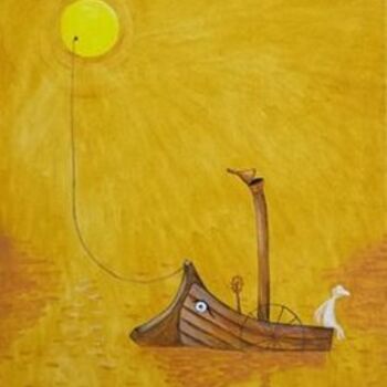 Schilderij getiteld "boat" door Denis Panin, Origineel Kunstwerk, Acryl