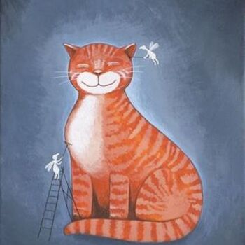 Schilderij getiteld "cat" door Denis Panin, Origineel Kunstwerk, Acryl